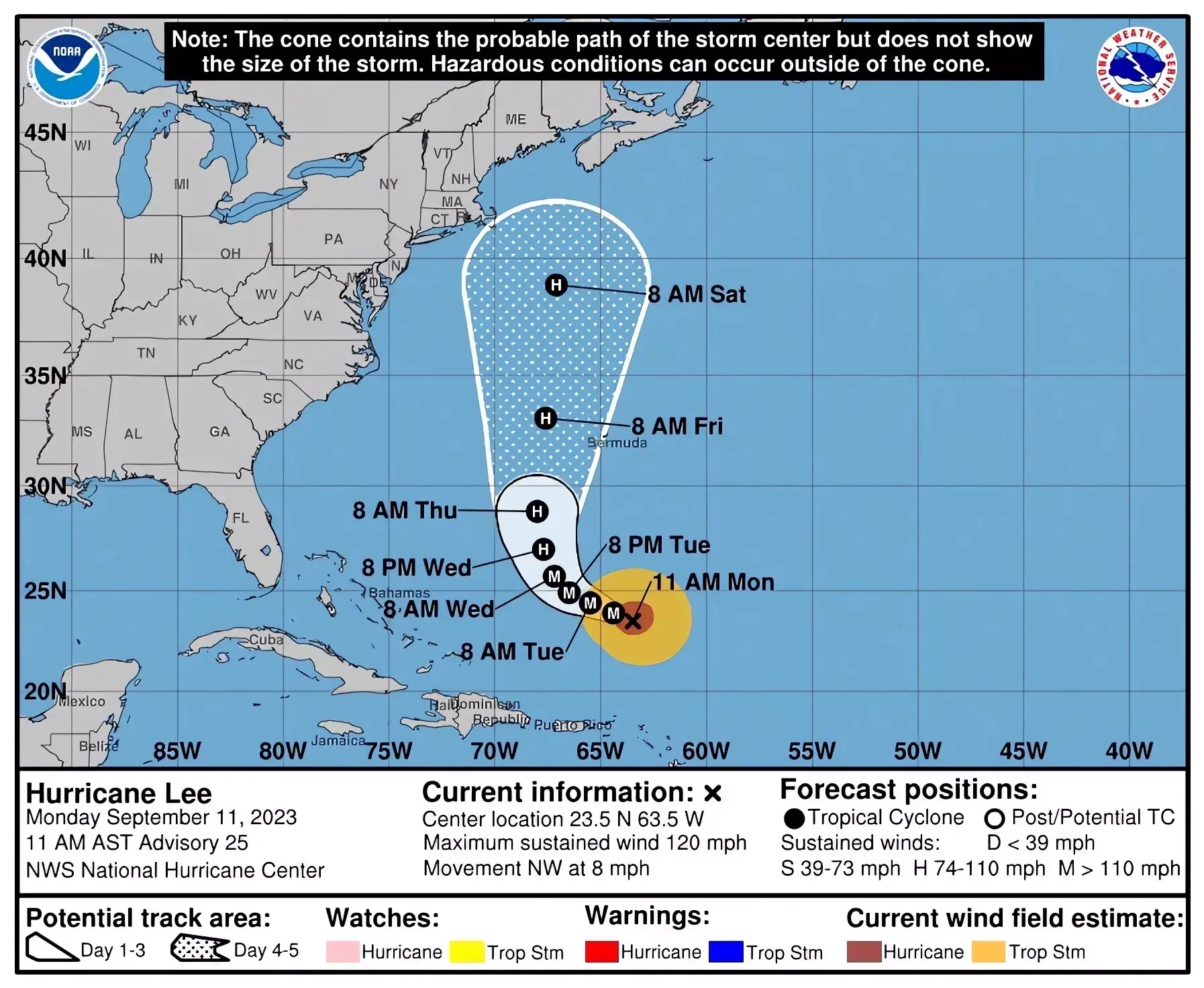 Margot se convierte en huracán en aguas abiertas del Atlántico y Lee sigue en categoría 3