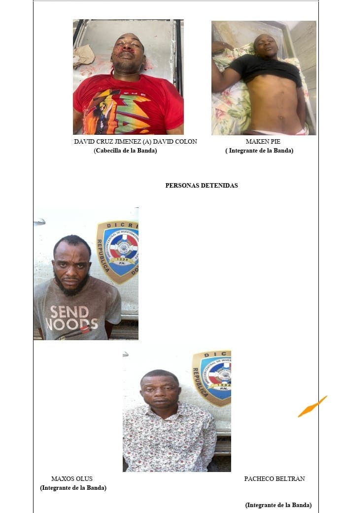 Implicados en cuádruple homicidio en Dajabón forman parte de banda criminal dominico-haitiana