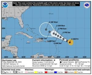 El huracán Lee alcanza categoría 5 y se acerca al este del Caribe