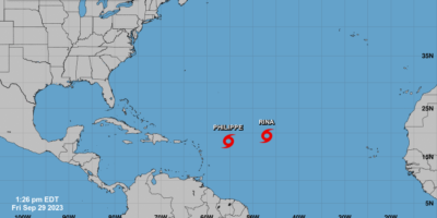 Las tormentas Philippe y Rina siguen al este de las Antillas Menores, sin riesgo en tierra