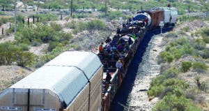 Migrantes suben a tren y van  a México