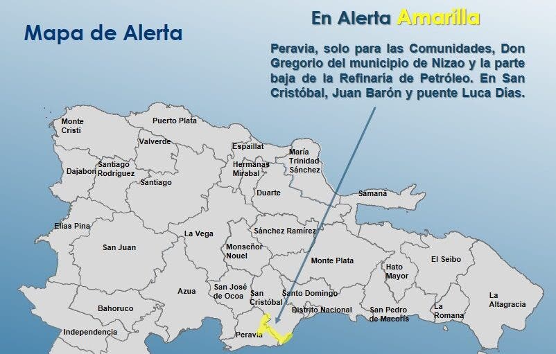 COE declara alerta amarilla para Peravia y San Cristóbal por aumento de agua del río Nizao