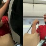 Pasajera intenta orinar en pasillo de avión tras azafata negarle ir al baño