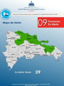 COE pone en alerta verde 9 provincias por lluvias