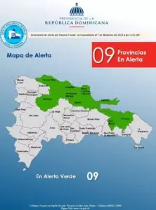 COE pone en alerta verde 9 provincias por lluvias