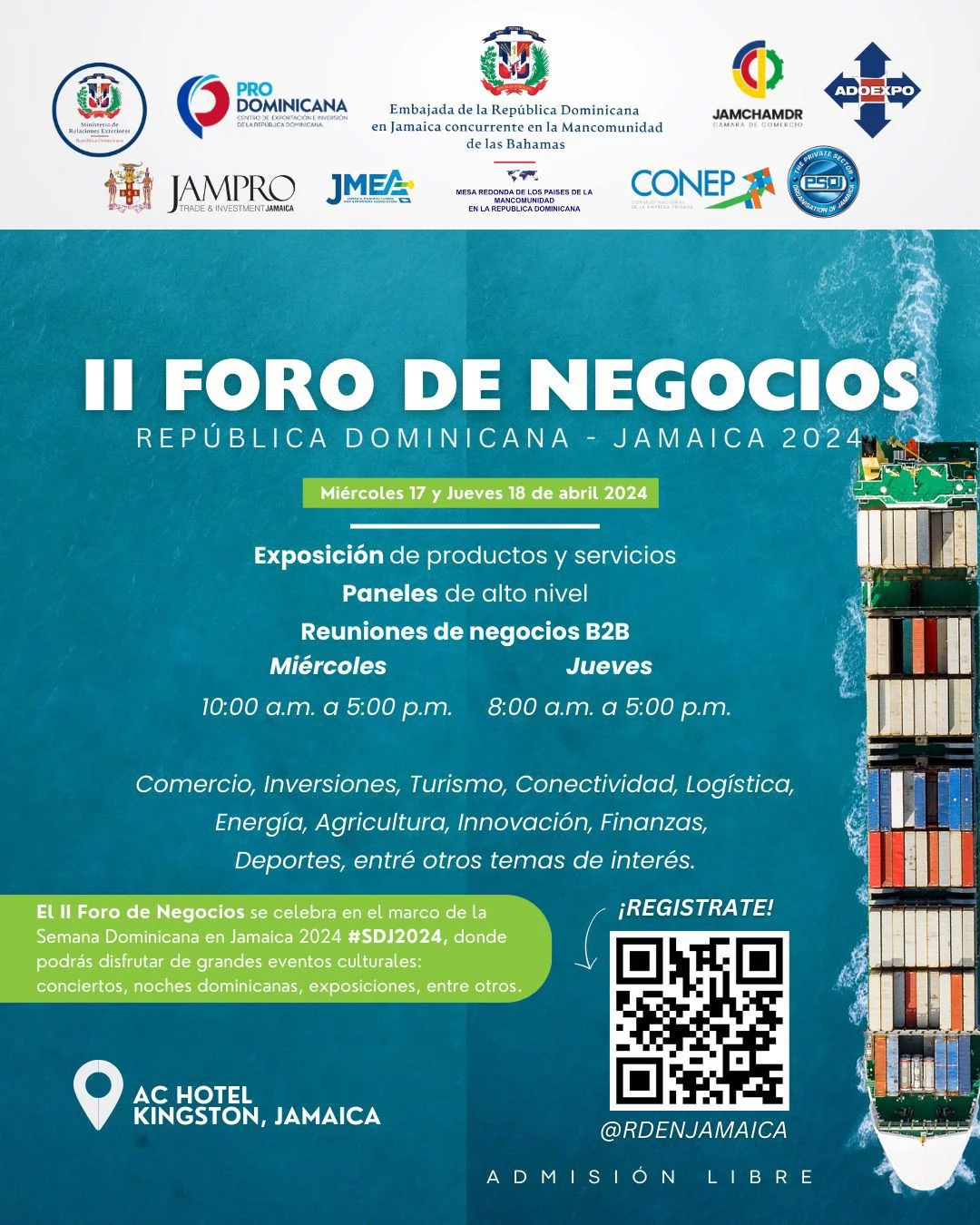 Embajada Dominicana invita al II Foro de Negocios RD-Jamaica