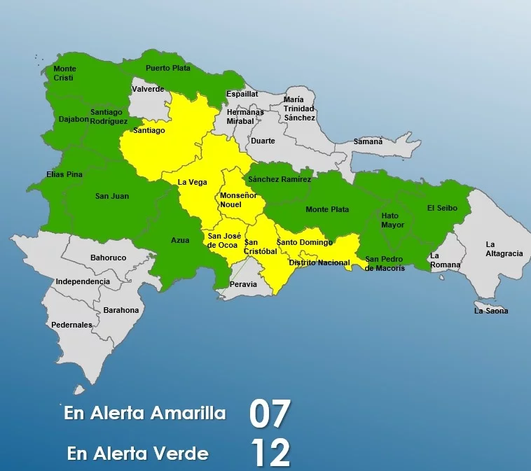 COE: 19 provincias en alerta por efectos de una vaguada