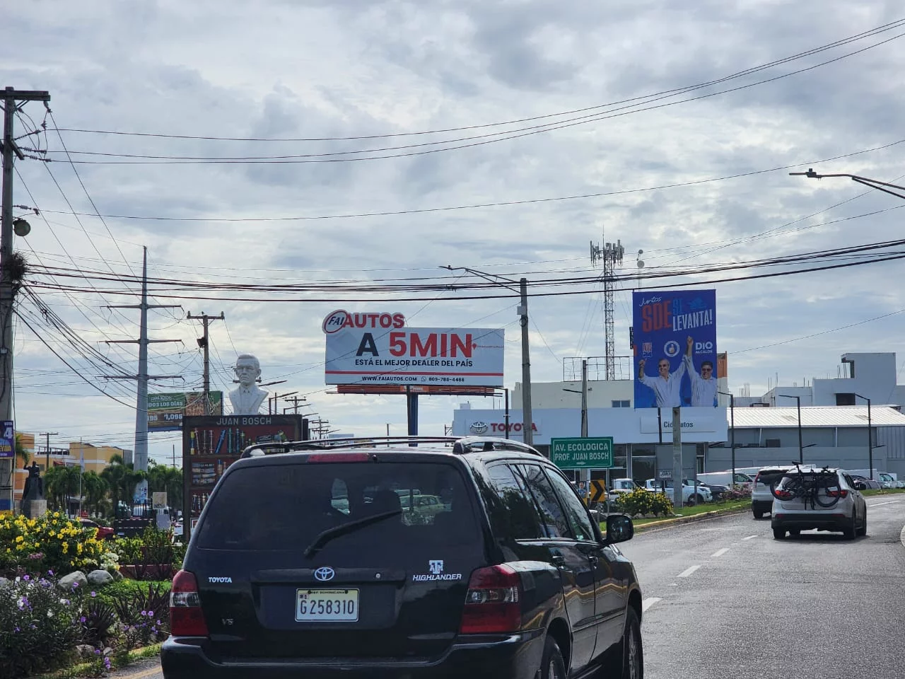 Dio Astacio instala valla con su propaganda política en área verde de la avenida Ecológica