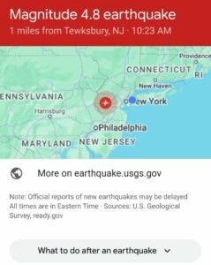 Un temblor de magnitud 4,8 en Nueva Jersey, que se siente en toda Nueva York