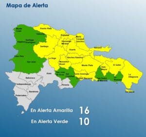 COE eleva a 26 el número de provincias en alerta por lluvias