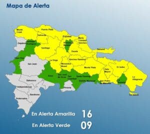 COE aumenta 25 provincias en alerta por vaguada