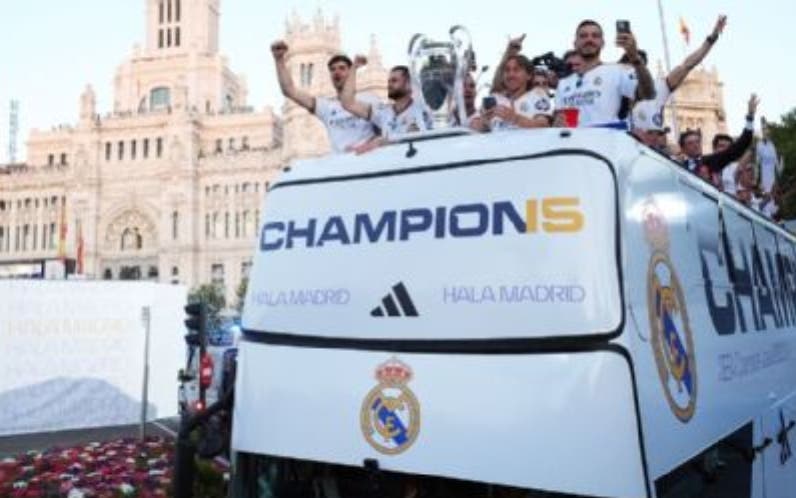 El Real Madrid celebra el título de la Champions