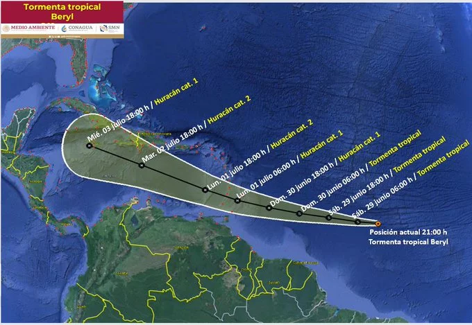 Tormenta BERYL no representa peligro para el país, pero vigila su trayectoria dice ONAMET