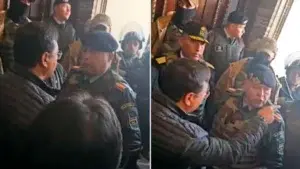 Aparece un video del tenso encuentro de Luis Arce con los militares golpistas