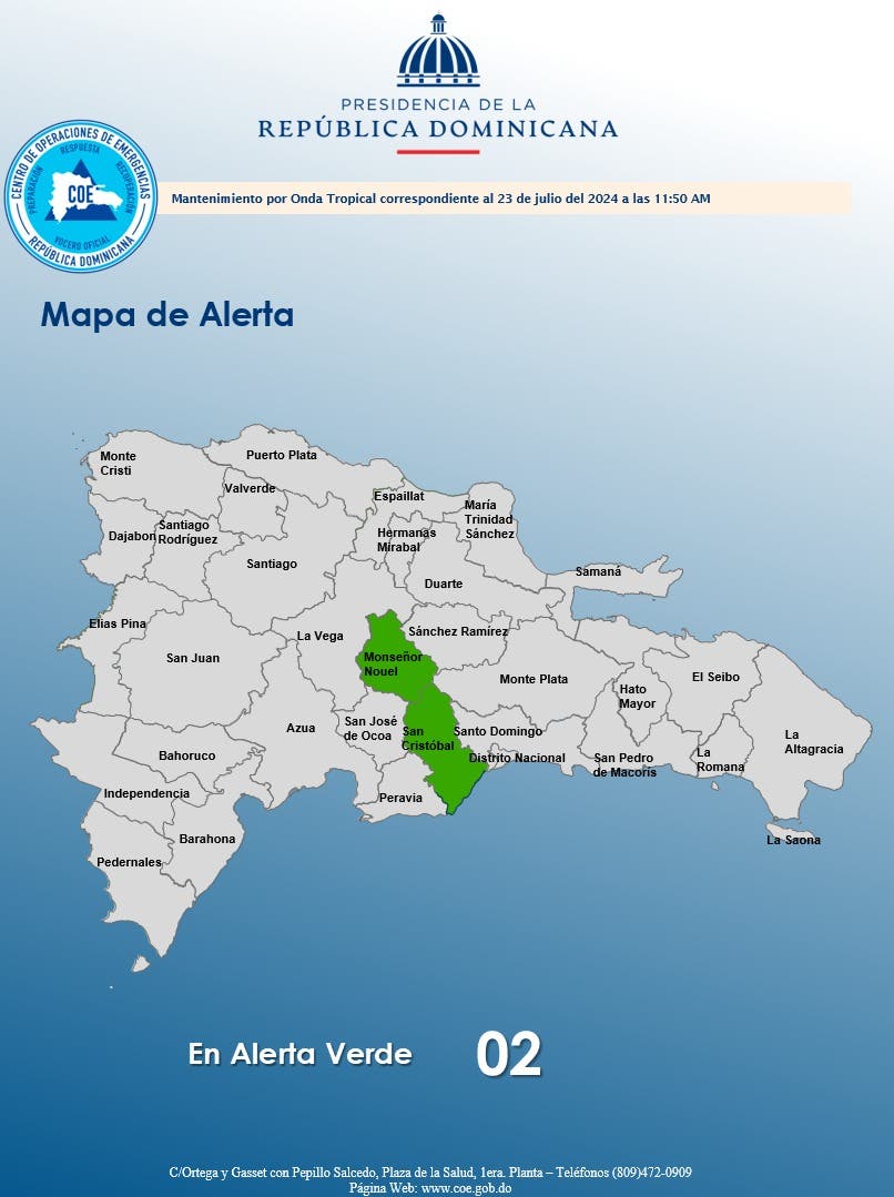 El COE mantiene 2 provincias en alerta verde