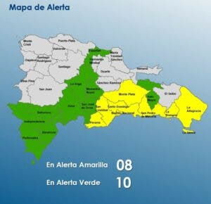 COE coloca ocho provincias a alerta amarilla; mantiene 10 en verde