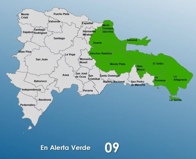 COE eleva a 9 las provincias en alerta verde por lluvias