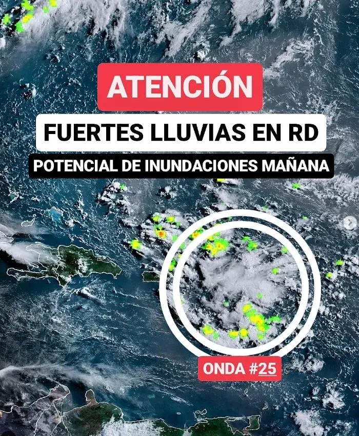 Se esperan aguaceros mañana jueves por onda tropical y vaguada 