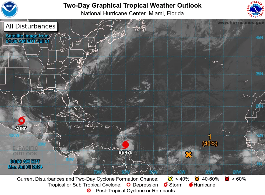 Huracán Beryl: El país bajo alerta por condiciones de tormenta tropical