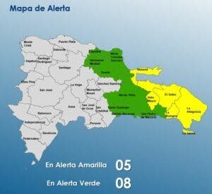 COE coloca en alerta amarilla 5 provincias y 8 en verde por tormenta tropical Ernesto