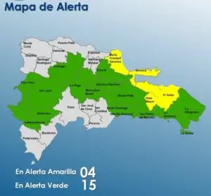 COE eleva a 15 las provincias en alerta verde y coloca 4 en amarilla por onda tropical y vaguada