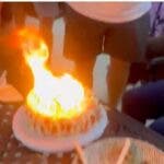 Video: festejaban el cumpleaños de la abuela y la torta se prendió fuego porque tenía muchas velas