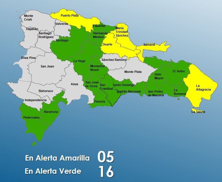 COE aumenta a 21 las provincias en alerta por vaguada