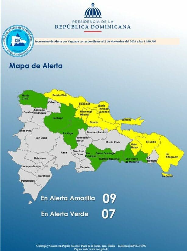 El COE aumenta las provincias en alerta y advierte sobre disturbio tropical