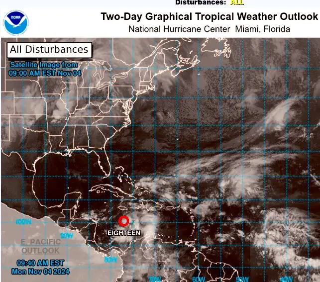 Se forma la depresión tropical número 18