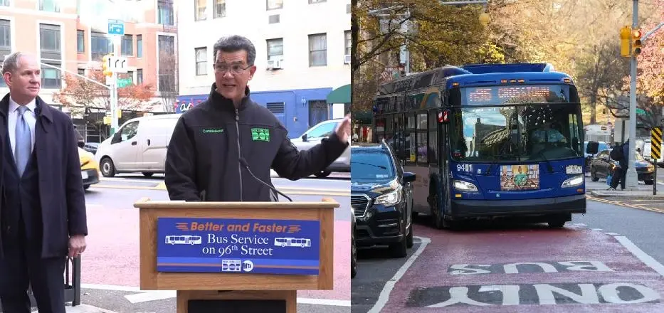 NYC rediseña la calle 96 en Manhattan con carriles exclusivos para autobuses