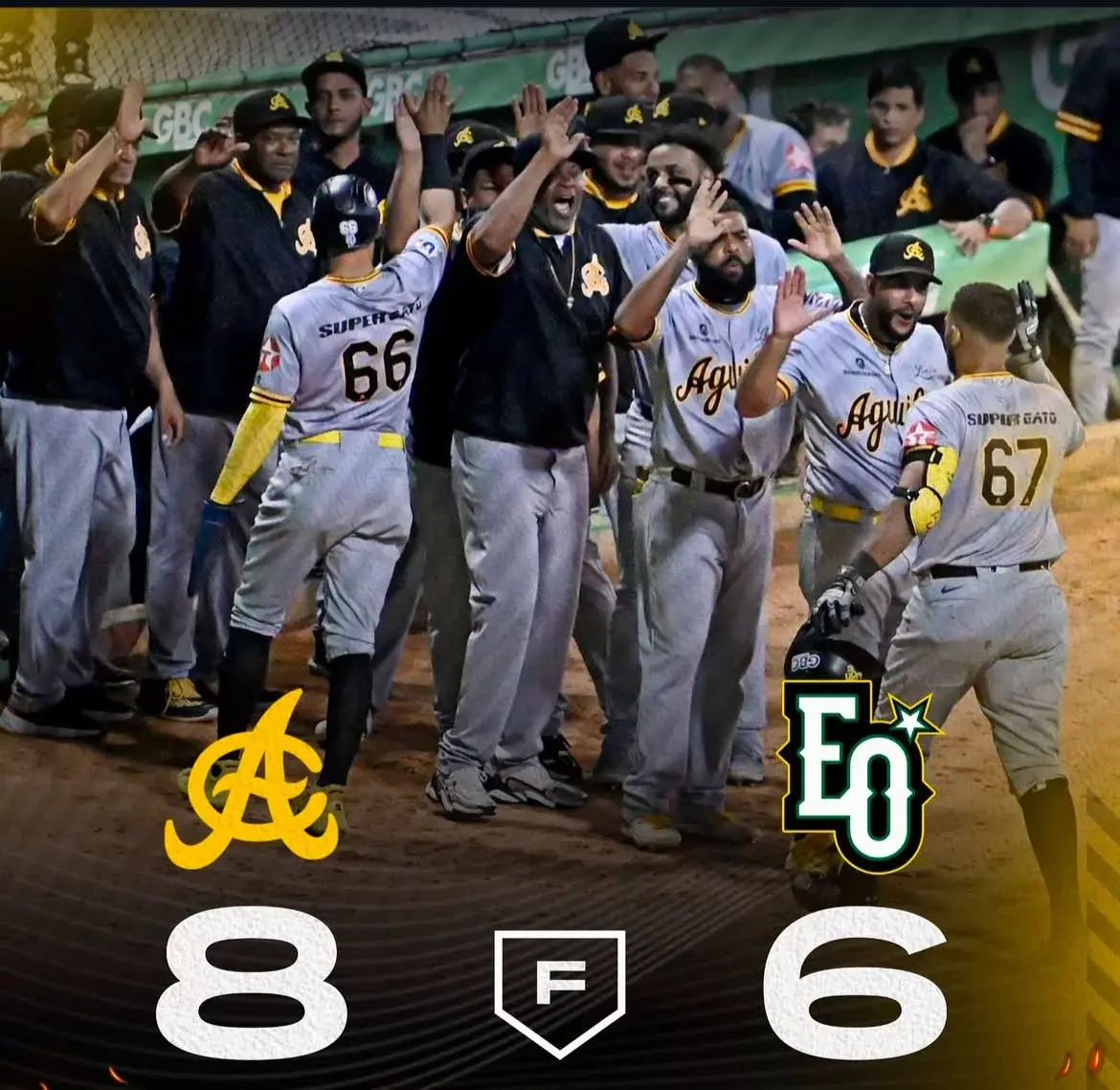 Aguilas Cibaeñas clasifican al Roud Robin tras vencer a las Estrellas Orientales 8-6