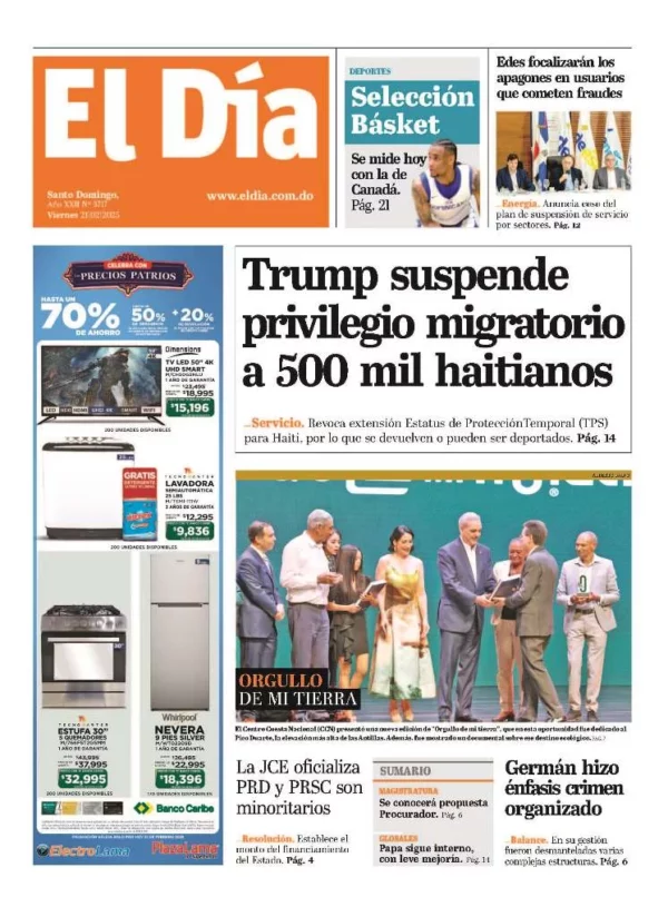 Portada impresa 21-02-2025