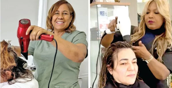 Simone Mateo  en su local  y a la derecha Mercedes Cómez, reconocida cuatro veces por la ciudad. Foto. Anyelo Guerra.