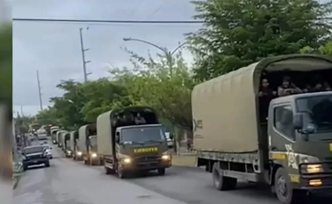 Vehículos del Ejército patrullan las calles de San Francisco de Macorís. Fuente externa