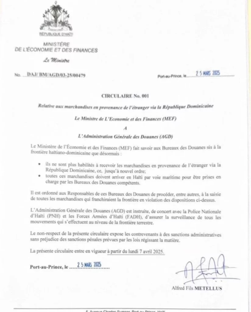 Haití prohíbe ingreso de mercancías vía terrestre que provengan de otros países que no sea República Dominicana