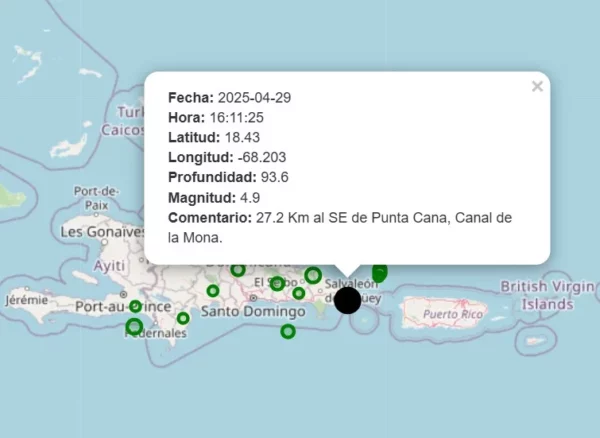 Datos sísmicos del Centro Nacional de Sismología de la UASD. Fuente externa