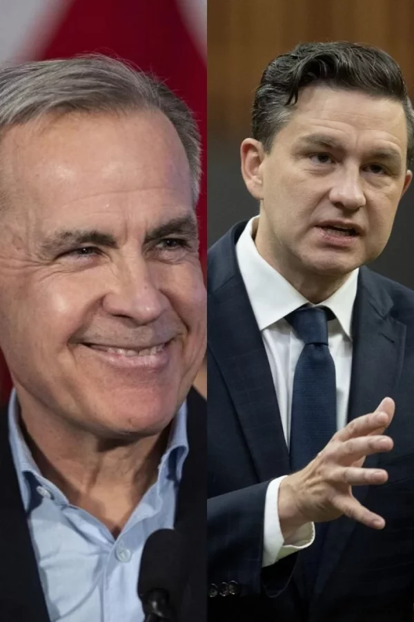 El primer ministro de Canadá, Mark Carney, y el principal líder opositor, Pierre Poilievre. Fuente externa