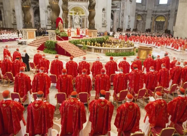 Los 133 cardenales procedieron a congregarse ayer, antes del encierro en la Capilla Sixtina.