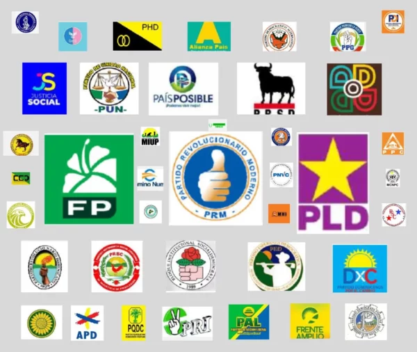 Estos son los logos de los 34 partidos políticos y los siete movimientos reconocidos por la Junta Central Electoral.