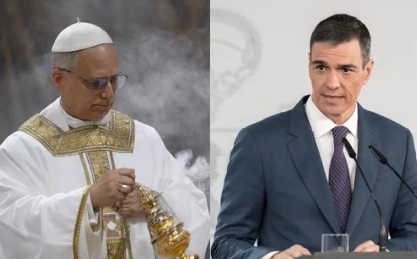 El papa León XIV y Pedro Sánchez. Fuente externa El papa León XIV y Pedro Sánchez. Fuente externa