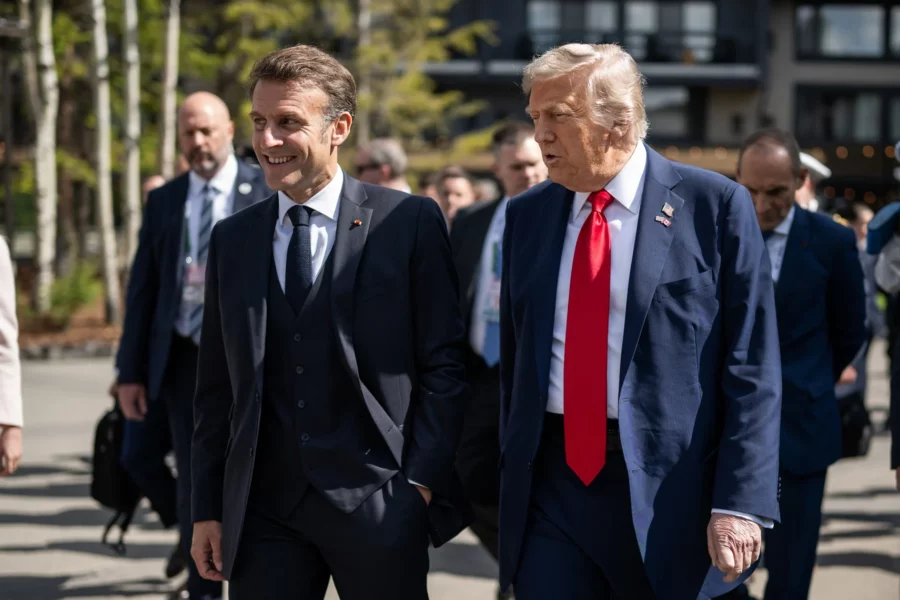 Presidente de EEUU, Trump y presidente de Francia, Macron