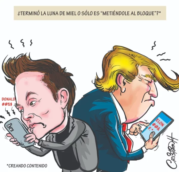 Trump y Elon Musk. Caricatura