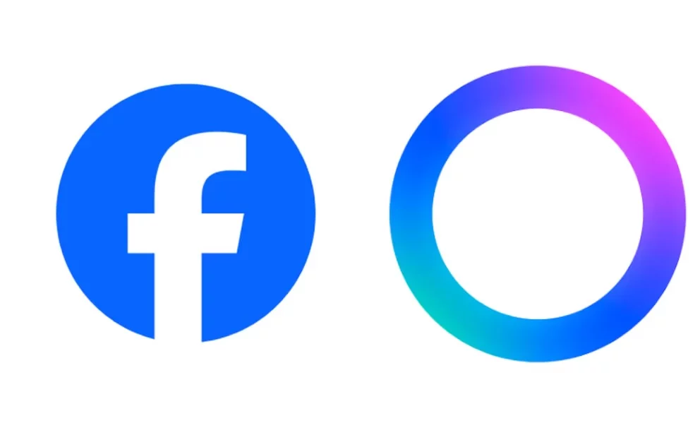 Círculo azul de Meta AI y Facebook