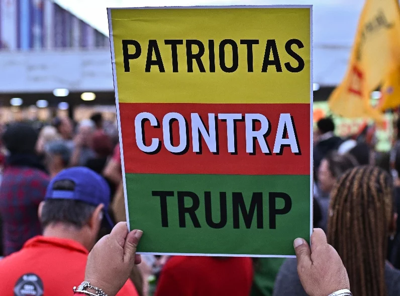 En Brasilia protestan por los aranceles de Donald Trump. En Brasilia protestan por los aranceles de Donald Trump.