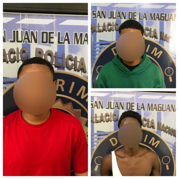 Tres hombres apresados por la Policía Nacional.