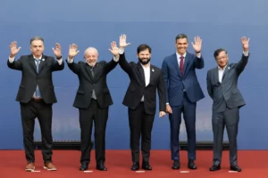 Presidentes de España, Chile, Brasil, Colombia y Uruguay.