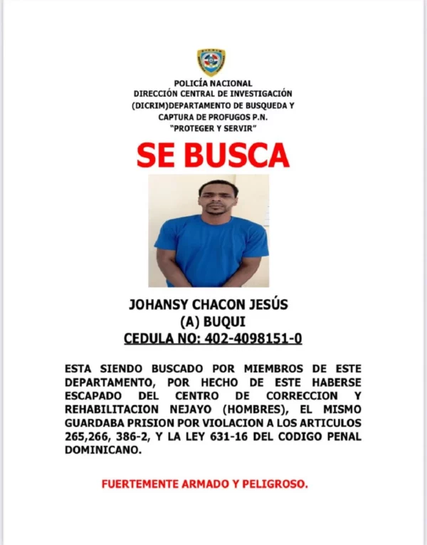 Interno condenado escapó de Najayo