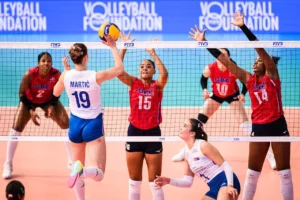 Acción del partido entre Serbia y República Dominicana