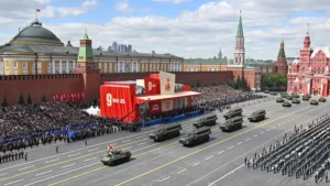 Exhibición de sistemas de misiles antiaéreos S-400 en el desfile militar del Día de la Victoria, en la Plaza Roja de Moscú, el pasado 9 de mayo.