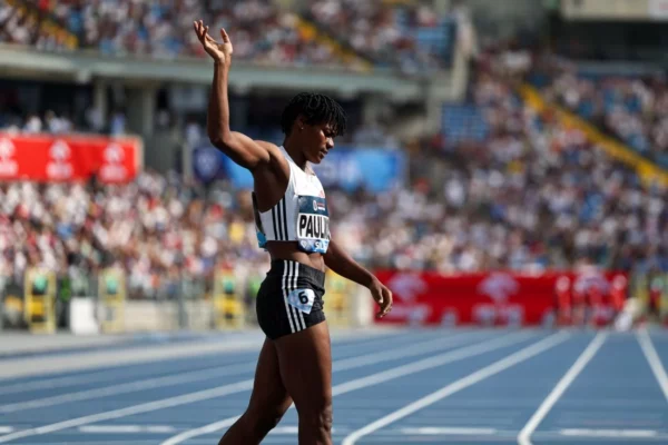 Marileidy Paulino tras culminar su carrera en los 200 metros de la Liga Diamante